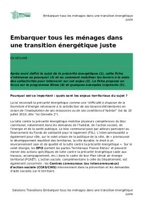 Embarquer tous les ménages dans une transition énergétique juste